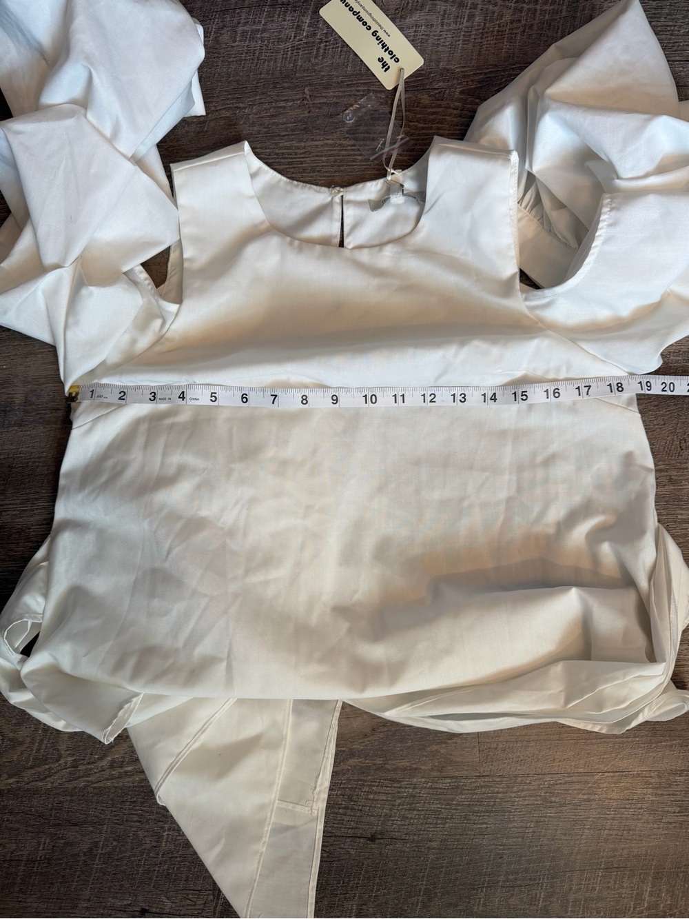 The Clothing Company White Cold Shoulder Ruffle Sleeve Bow Blouse S NWT - Picture 15 of 16